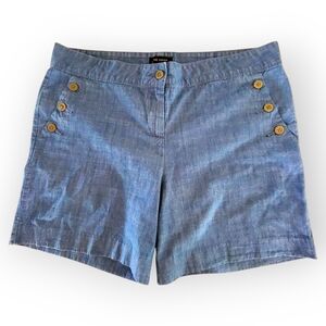 Vintage Y2K THE LIMITED Blue Cotton Chambray Sailor-Style Shorts